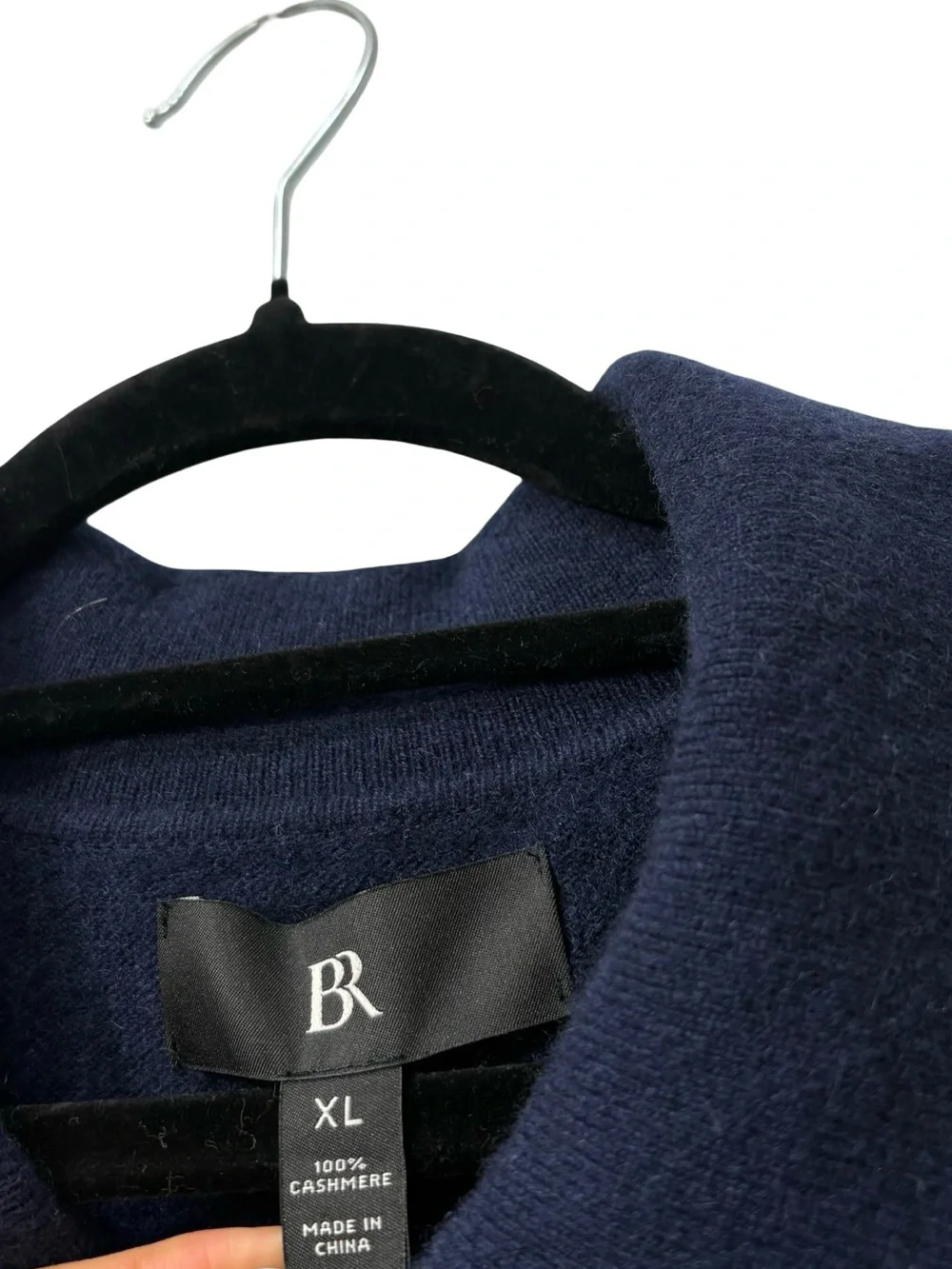 Banana Republic dark navy blue long-sleeve knit polo sweater 100% Cashmere Sz XL